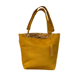 Sac à main en suédine jaune or Camélia