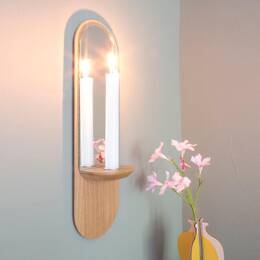 Équinoxe bougeoir - Miroir en chêne avec bougeoir