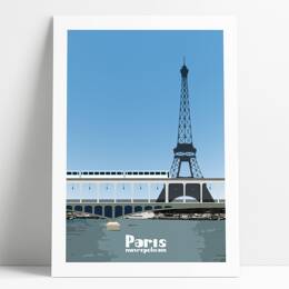 Affiche A3 - Collection Paris - Métro sur la Seine