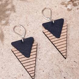 Boucles d'oreilles en bois et en cuir