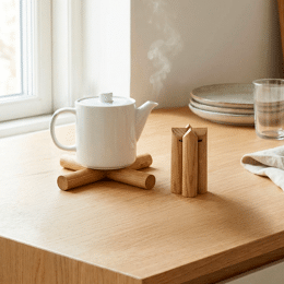 Fagot - Dessous de plat en chêne massif - Élastique Noir