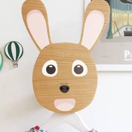 Lapin Au Mur - Patère pour enfant en médium plaqué chêne