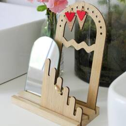 Parenthèse - Porte bijoux en bois avec miroir - Bois chêne
