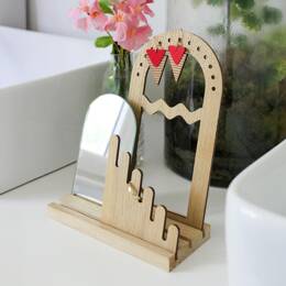 Porte bijoux en bois avec miroir