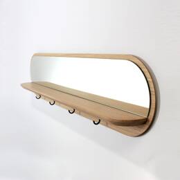 Moonlight - Miroir en chêne avec étagère et crochets - Crochets Noirs