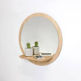 Miroirs en chêne avec étagère