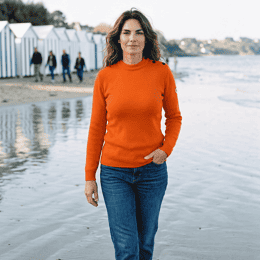 Pull marin femme Petit Erquy 100% laine vierge Bretagne - Orange - Femme