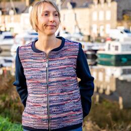 Gilet Bombers jacquard et maille — Baie des Caps - Marine Ecru - Femme