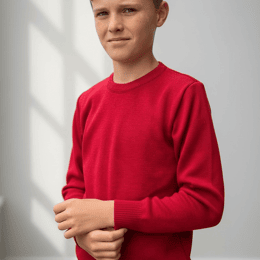 Pull col R "Mael" - Rouge - Enfant