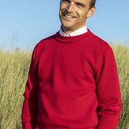 Pull col rond "Faouet" 100% laine vierge - Marron - Homme
