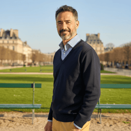 Pull col V "Helice" 50 % laine - Marine - Homme