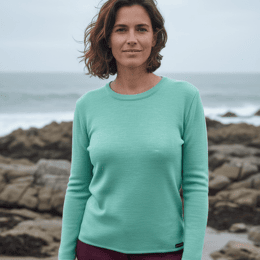 Pull femme Roscoff – 100% laine mérinos - Bleu lagon - Femme