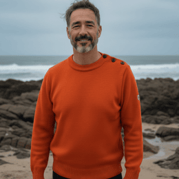 Pull marin Erquy laine vierge — Coupe ample homme - Bleu Marine - Homme