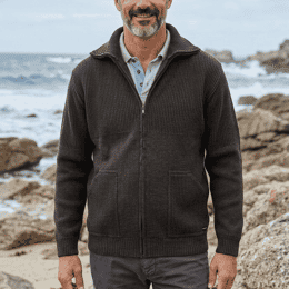Veste zippée "Cambridge" 100% laine vierge - Marron - Homme