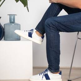 Baskets Made in France cuir bleu