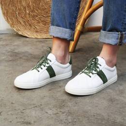 Baskets Made in France cuir kaki