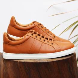 Baskets Made in France cuir cognac
