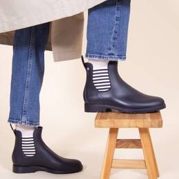 Bottines de pluie bleu blanc