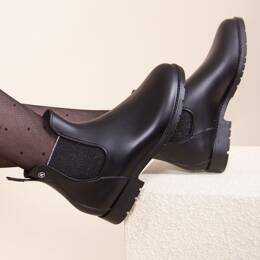 Bottines de pluie noir argenté