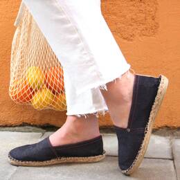 Espadrilles toile jean en chanvre bleu