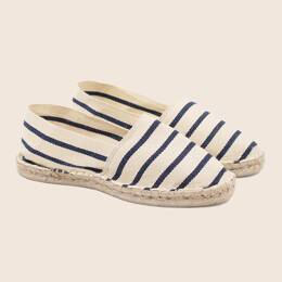 Espadrilles toile coton blanc bleu