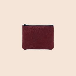 Pochette cuir grainé upcyclé bordeaux