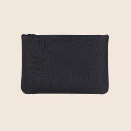 Pochette cuir grainé noir