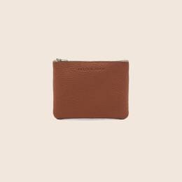 Pochette cuir grainé upcyclé brique