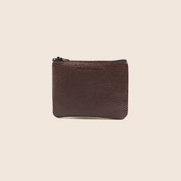 Pochette cuir upcyclé marron