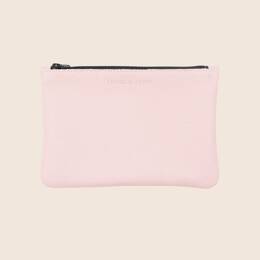 Pochette cuir upcyclé grainé rose