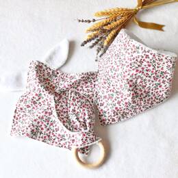 Coffret naissance - Bavoir, doudou et hochet lapin
