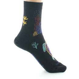 Chaussettes courtes femme coton tortue noir