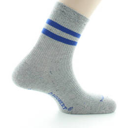 Chaussettes courtes homme en coton et soie Gris chiné/Bleu royal