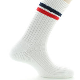 Chaussettes de tennis mixtes intérieur doublé en coton Blanc/Rouge
