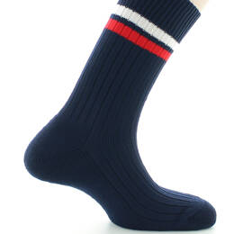 Chaussettes de tennis mixtes intérieur doublé en coton Marine/Rouge