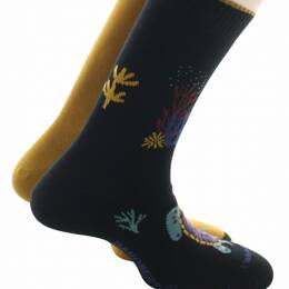 Chaussettes doubles homme Dagobert Tortue Noir/Moutarde
