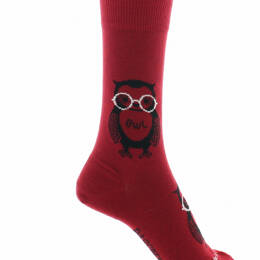 Chaussettes mixtes Hibou en coton Rouge