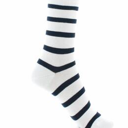 Chaussettes mixtes Marinière en coton peigné Blanc/Marine