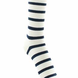 Chaussettes mixtes Marinière en coton peigné Écru/Marine