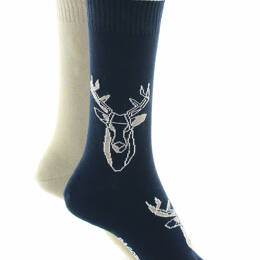 Chaussettes réversibles mixtes Cerf en coton Marine/Beige