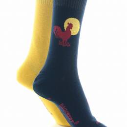 Chaussettes réversibles homme Coq en coton Marine/Jaune