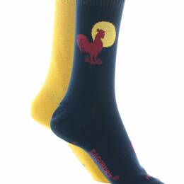 Chaussettes réversibles homme Coq en coton Marine/Jaune