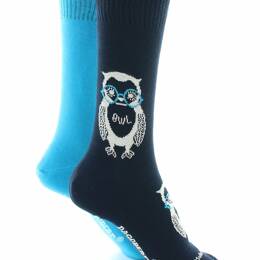 Chaussettes réversibles mixtes Hibou en coton Marine/Bleu vif