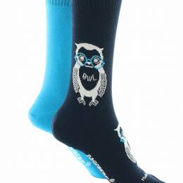 Chaussettes réversibles mixtes Hibou en coton Marine/Bleu vif