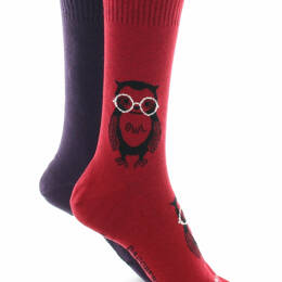 Chaussettes réversibles mixtes Hibou en coton Rouge/Vatican
