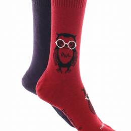 Chaussettes réversibles mixtes Hibou en coton Rouge/Vatican