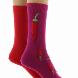 Chaussettes réversibles mixtes Piments en coton Fuchsia/Rouge