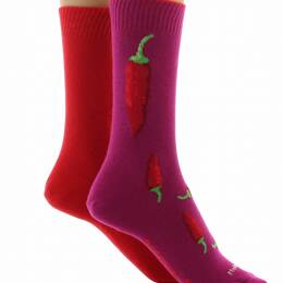 Chaussettes réversibles mixtes Piments en coton Fuchsia/Rouge