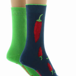 Chaussettes réversibles mixtes Piments en coton Vert de gris/Vert