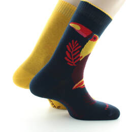 Chaussettes réversibles homme Toucan en coton Marine/Jaune